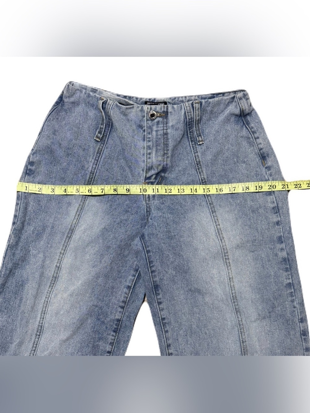 Light Blue Washed Front Seam Detail Wide Leg Jeans from PrettyLittleThing US 6 - Picture 8 of 12